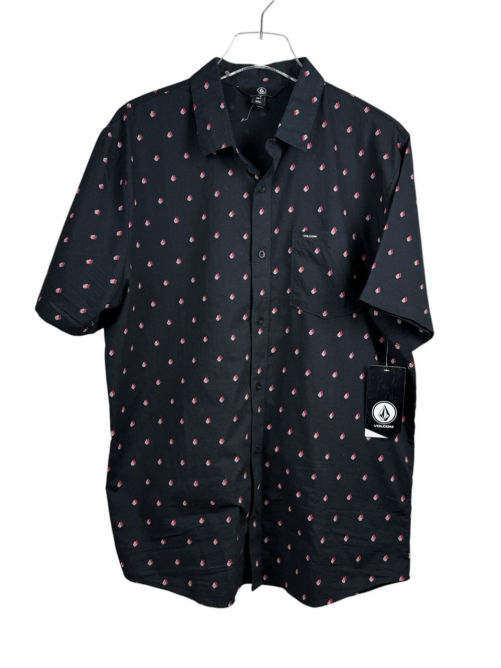 Volcom Everett Oxford Black Short Sleeve Shirt Men’s Size L NWT MSRP $58